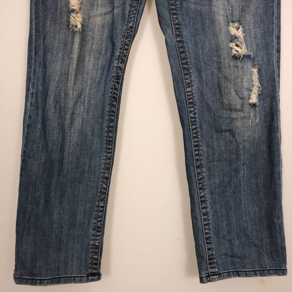 ZCavaricci Jeans Women 14 Blue Distressed Rhinestone Embroidered Relaxed 90s 80s - Picture 6 of 12